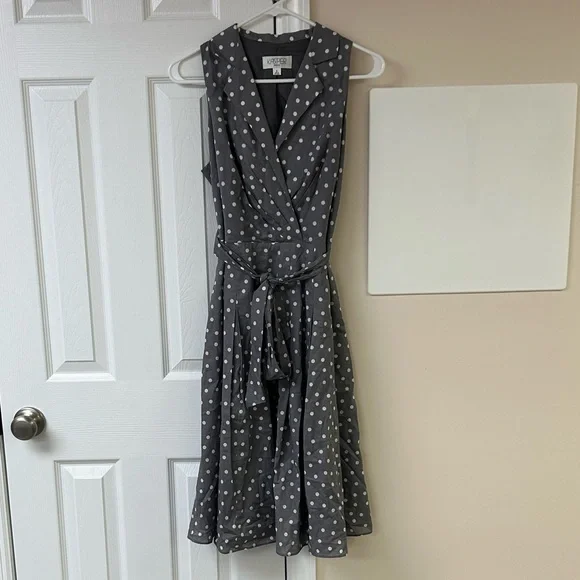 Kasper | Dresses | Kasper Polka Dot Fit Flare Tie Wrap Midi Dress | Poshmark